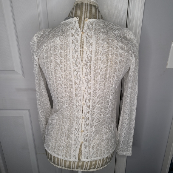 Zara sheer lace long sleeve top - Picture 5 of 7